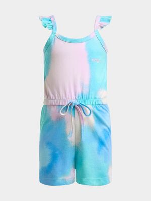 Younger Girl's Pink & Blue Tie-Dye Playsuit