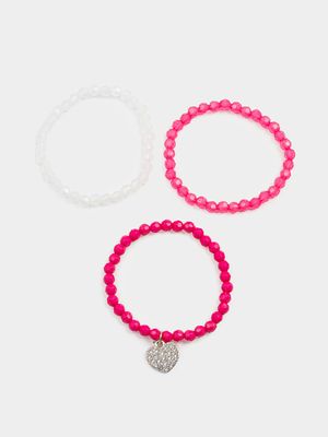 Girl's Pink 3-Pack Bracelets