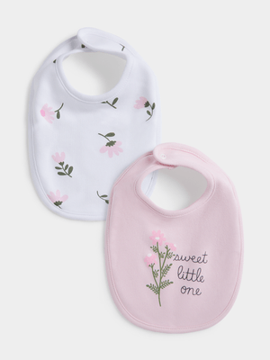 Jet Baby Girl Pink Floral 2-Pack Bibs