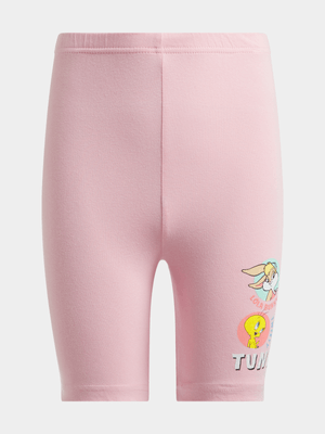 Jet Younger Girls Pink Looney Toons Cycle Shorts