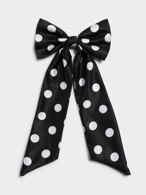 Women's Black Polko Dot Oversized Bow