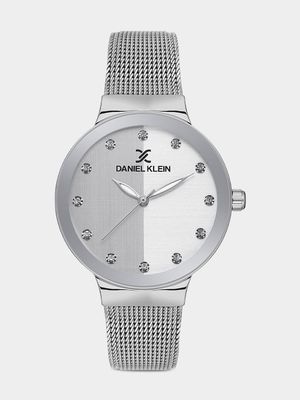 Daniel Klein Silver Plated Silver Tone Dial Mesh Watch