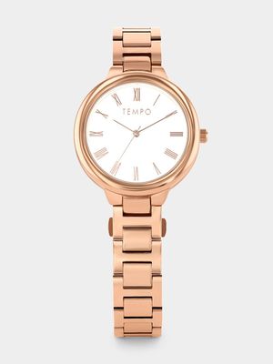 Tempo Rose Plated Silver Dial Bracelet Watch