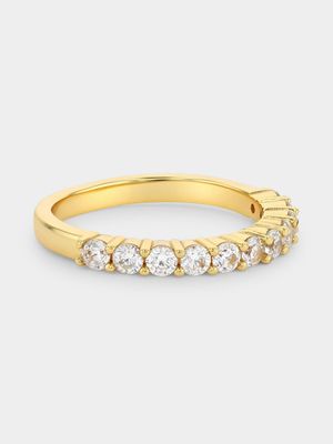 Gold Plated Sterling Silver Cubic Zirconia Half Eternity Ring