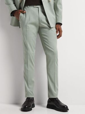 Men's Markham Skinny Plain Sage Green Melange Suit Trouser