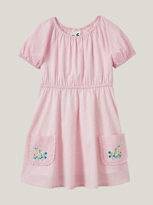 Cotton On Kids Girl Pink Rose Puff Sleeve Dress