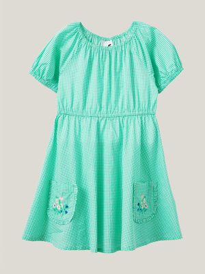 Cotton On Kids Girl Green Rose Puff Sleeve Dress