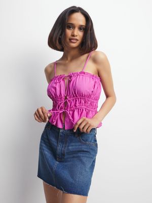 Women's Purple Strappy Top With Ties