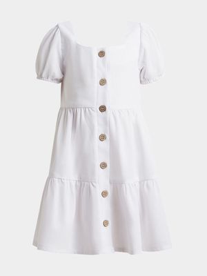 Older Girl's White Button Up Dress