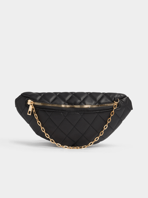 Jet Women's Black Quilted Moon Bag