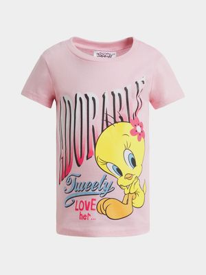 Jet Younger Girls Pink Tweety T-Shirt