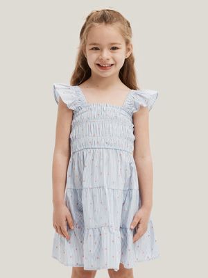 Cotton On Kids Girl Blue Kennedy Tiered Dress