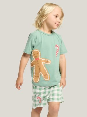 Cotton On Kids  Green Christmas Jordan Pyjama Set