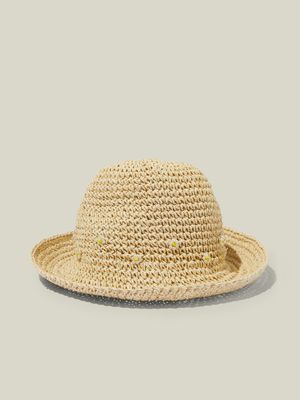 Cotton On Kids Beige Crochet Bucket Hat