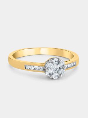 Yellow Gold 0.33ct Diamond Cushion Halo Split-Shank Women’s Ring