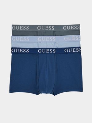 Men's Guess Blue 3 Pack Joe Boxer Trunk