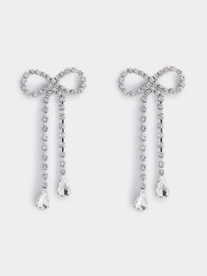 Diamante Bow Drop Earrings