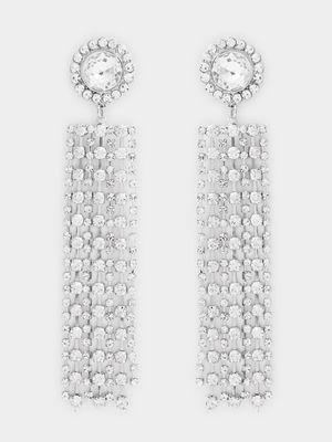 Statement Silver Tone Chandelier Earrings