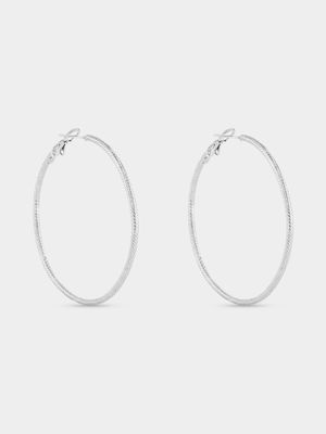 Tempo Jewellery Stainless Steel Textured Skinny Hoop Earrings