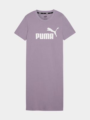 Womens Puma Essential Slim Mauve T-Shirt Dress