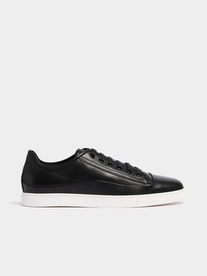 Fabiani Men's Black Moulded Toe Cap Smart Court Sneaker