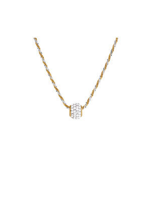 Yellow Gold & Sterling Silver Barrel Pendant on Chain