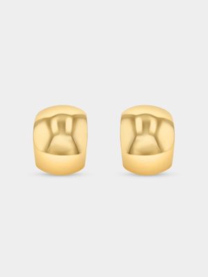 Yellow Gold Broad Stud Hoop Earrings