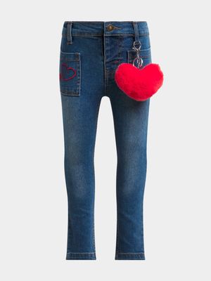 Jet Younger Girls Dark Blue Heart Jeans