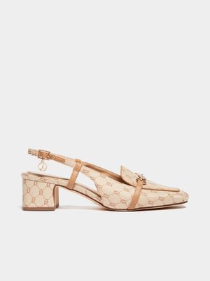 Luella Jacquard Block Heel Slingback Courts