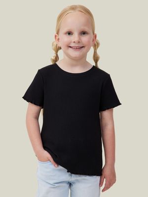 Cotton On Kids Girl Black Raya Rib Baby T-shirt