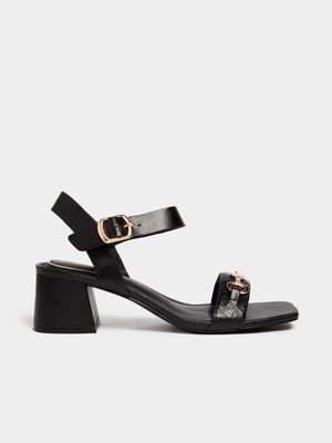 Luella Branded Jacquard Block Heel Sandals