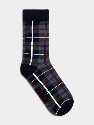 Fabiani Men's Navy Check Socks