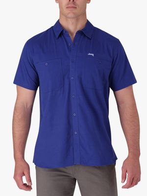 Men's Jeep Blue Willys  Short Sleeved Workshirt