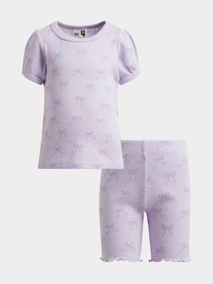 Cotton On Kids  Purple Ella Short Sleeve Pyjama Set