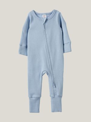 Cotton On Baby Blue The Long Sleeve Rib Romper