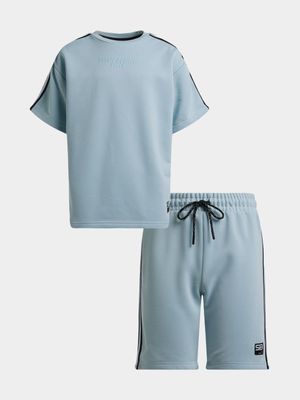 Boys Tape Detail Crew Tee & Shorts Set