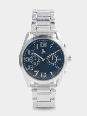 Men's Relay Jeans Round Metal Link SIlver  Watch