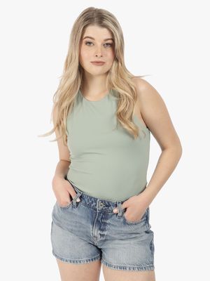 Women's Guess Mora Green Cut-Out Back Woven Top