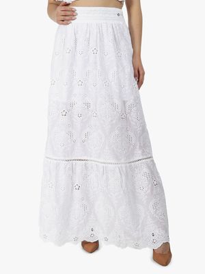 Women's Guess White Frida Embroidered Skirt