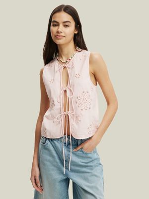 Women's Cotton On Pink Kyha Tie Front Vest