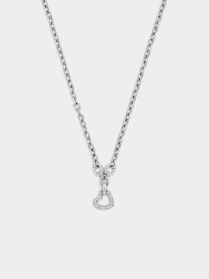 Tempo Jewellery Stainless Steel Cubic Zirconia Open Heart Anchor Necklace