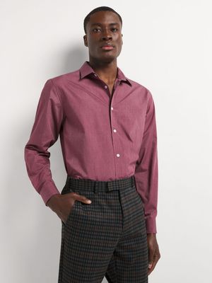 Men's Markham Slim Chambray Burgundy Shirt