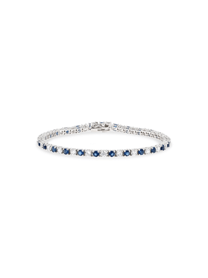 Sterling Silver Blue & White Cubic Zirconia Tennis Bracelet