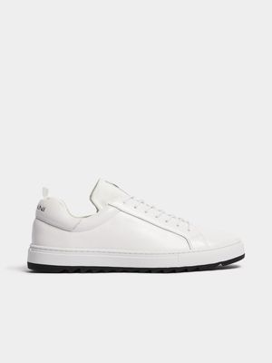 Fabiani Men's White Contrast Ridged Sole Court Sneaker