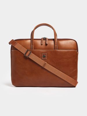 Fabiani Men's Tan Leather Laptop Bag