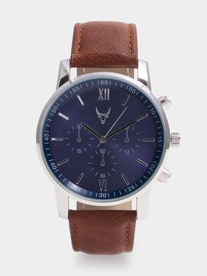 Men's Tan & Blue Watch