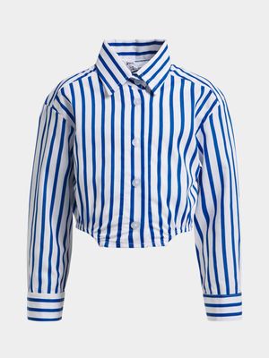 Jet Younger Girls Blue/White Stripe Shirt