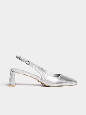 Metallic Closed Toe Slingbacks