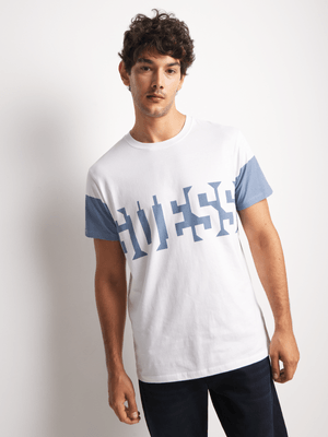 Men's Guess White Orizontal Guess T-Shirt