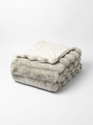 Faux Fur Wave Rib Blanket Greys 150x180cm